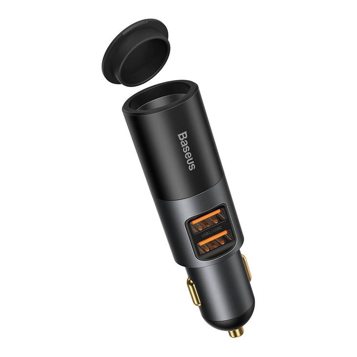 Baseus Share Together car charger 2x USB / cigarette lighter socket 120W Quick Charge Power Delivery gray (CCBT-D0G)