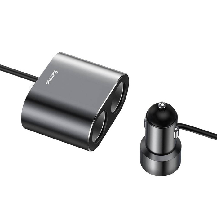 Baseus sdoppiatore per caricabatteria da auto 2x USB 3.1A 17W + 2x presa accendisigari 80W nero (CRDYQ-01)