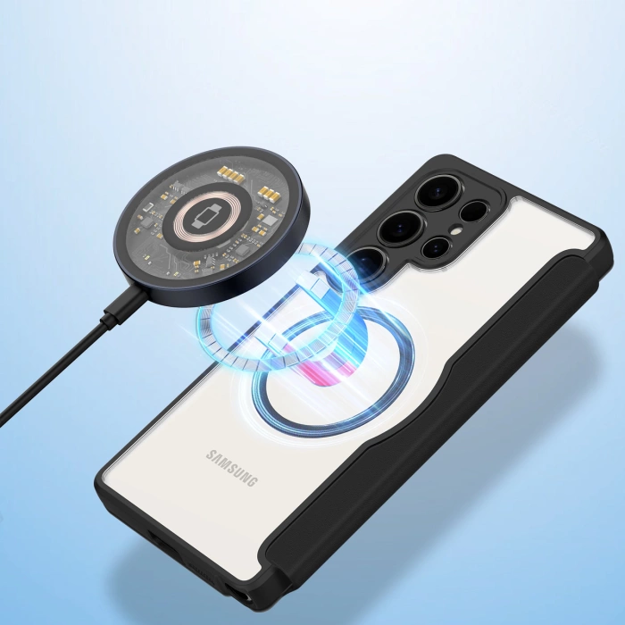 Dux Ducis Skin X Pro Hülle für Samsung Galaxy S25 Ultra mit MagSafe und Geldbörse – Schwarz