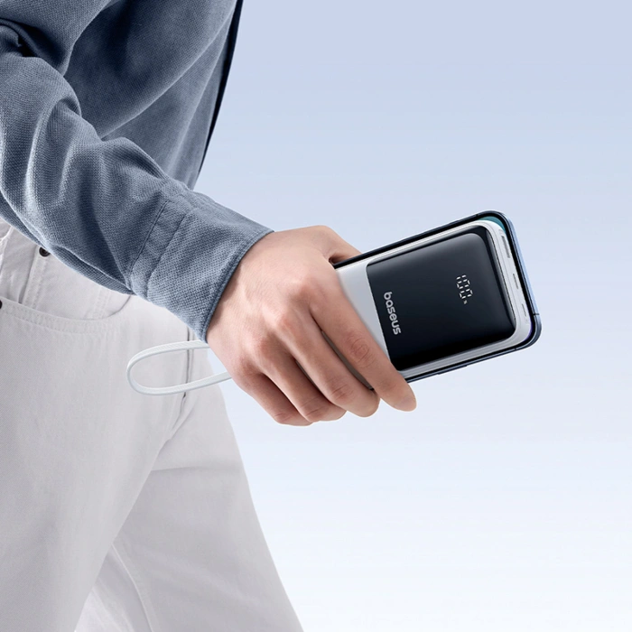 Powerbank Baseus Lipow 20000mAh 22,5W z dwoma wbudowanymi kablami z dodatkowym kablem Baseus Simple USB-A - USB-C 3A 20cm - biały