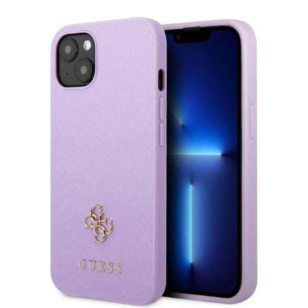 Cover Guess Guhcp13sps4mu iPhone 13 Mini 5.4" Viola/viola rigidocase Saffiano 4g Piccolo Logo in Metallo Case