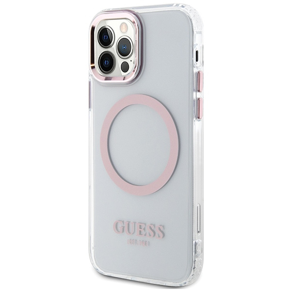 Guess GUHMP12MHTRMP iPhone 12/12 Pro 6.1" rose/rose dur case Metal Outline MagSafe