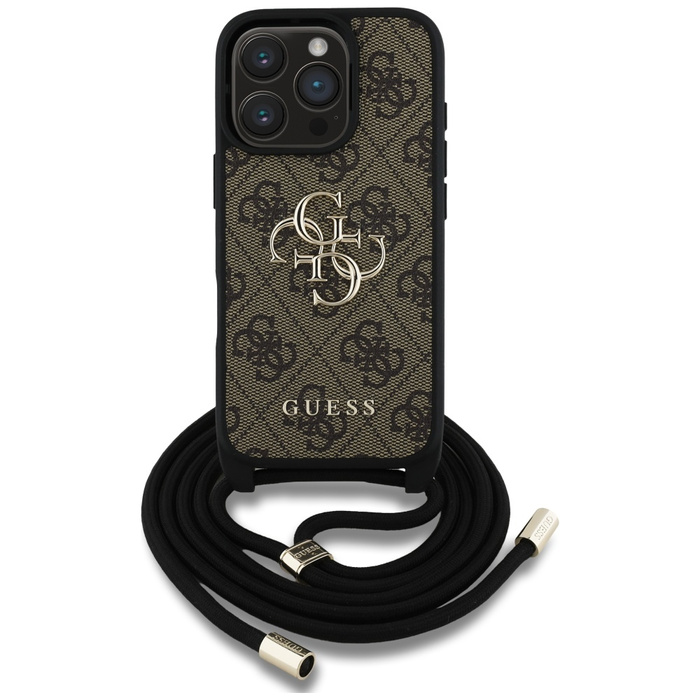 Etui Guess 4G Big Logo Cord Stap          Crossbody do iPhone 16 Pro brązowy