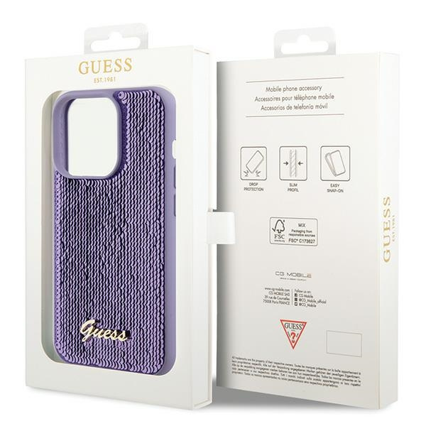 Etui Guess GUHCP15LPSFDGSU iPhone 15 Pro 6.1" fioletowy/purple hardcase Sequin Script Metal Case