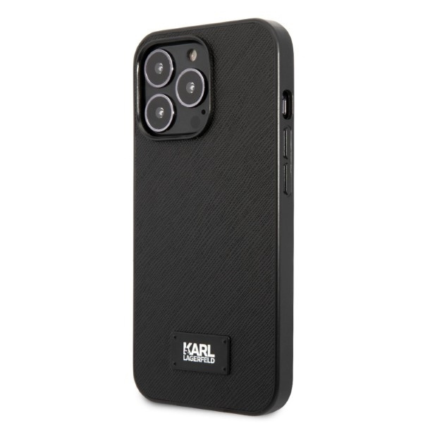 Obal Karl Lagerfeld Klhcp13lsfmp2k iPhone 13 Pro / 13 6,1" Hardcase Black/black Saffiano Plaque Case