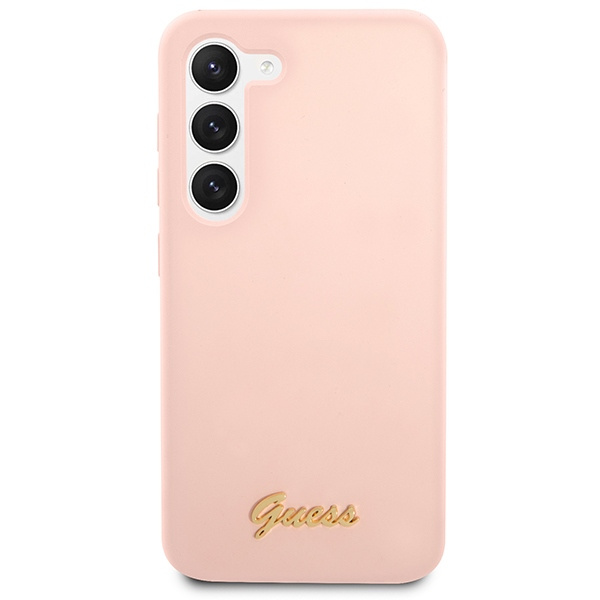 Cover Guess GUHCS23MLSLMGPP S23 Plus S916 rosa/rosacase Silicone Script Metal Logo