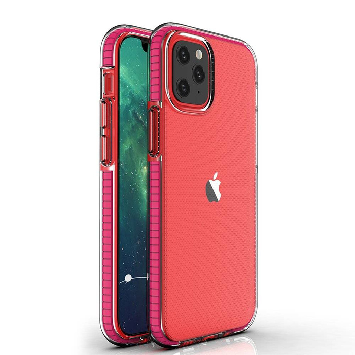 Jarní Case gelový kryt pouzdro s barevným rámečkem pro iPhone 12 mini tmavě růžový