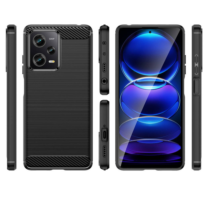 Carbon Case Cover Xiaomi Poco X5 Pro 5G / Redmi Note 12 Pro Flexibilní silikonový Carbon Cover Black