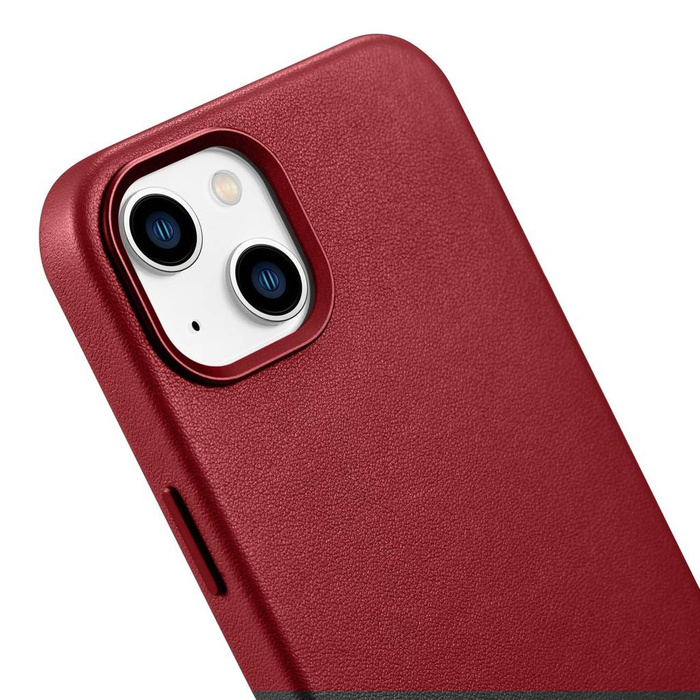 iCarer Case Leather Housse en cuir véritable pour iPhone 14 rouge (WMI14220705-RD) (Compatible MagSafe)