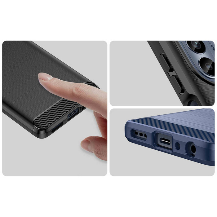 Funda de carbono para Motorola Moto G62 5G funda de silicona flexible de carbono negra