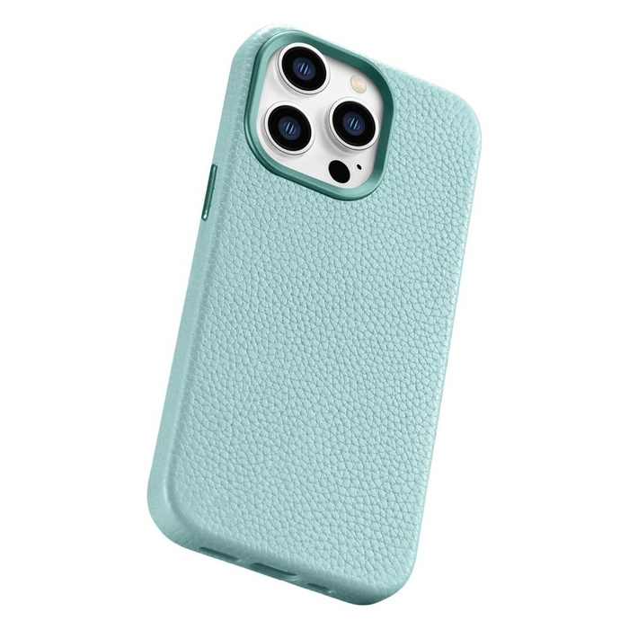 iCarer Litchi Custodia in pelle Premium per iPhone 14 Pro Max Custodia magnetica in pelle con MagSafe verde (WMI14220712-GN)