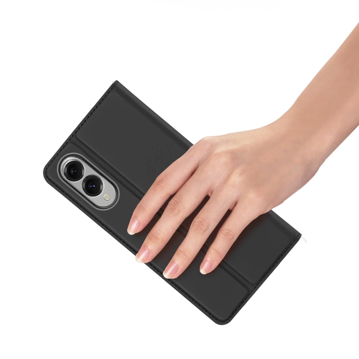 Dux Ducis Skin Pro Case for Samsung Galaxy S25 Edge with Flip and Card Slot - Black