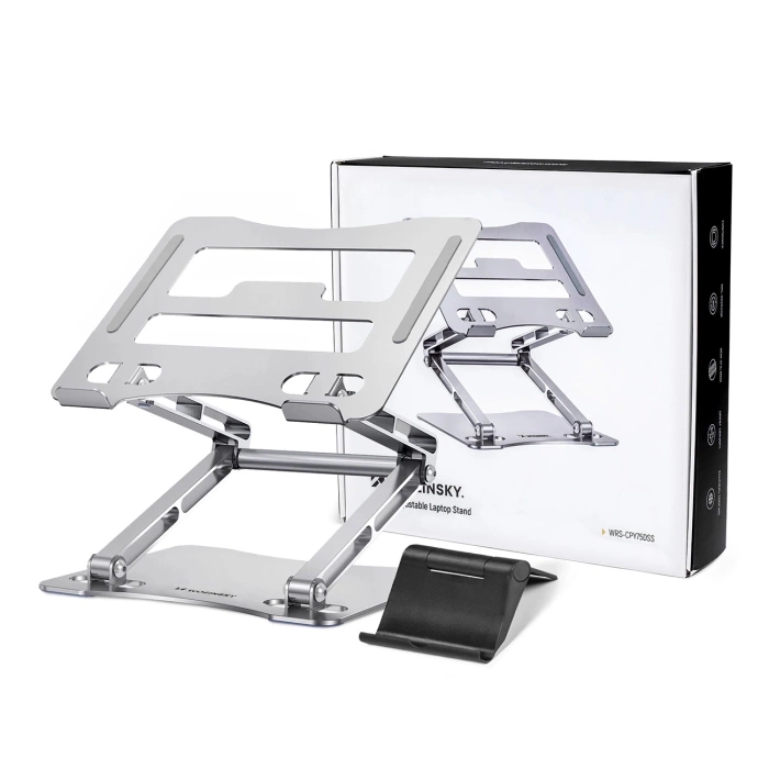 Wozinsky WRS-CPY75DSS Aluminium-Laptopständer + Gratis! Smartphone-Ständer – Silber