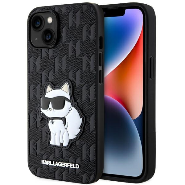 Hülle Karl Lagerfeld KLHCP14MSAKHPCK iPhone 14 Plus 6,7" schwarz/schwarz Saffiano Monogram Choupette Case