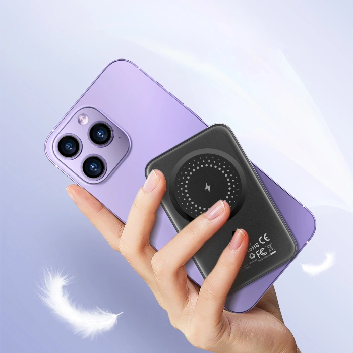 Choetech B655 induktive Mini-Powerbank MagSafe USB-A / USB-C 5000mAh - silber