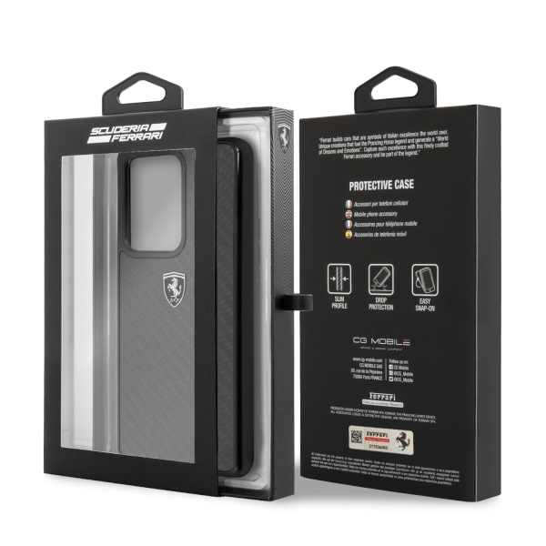 Coque FERRARI Étui noir patrimoine carbone pour Samsung Galaxy S20 Ultra