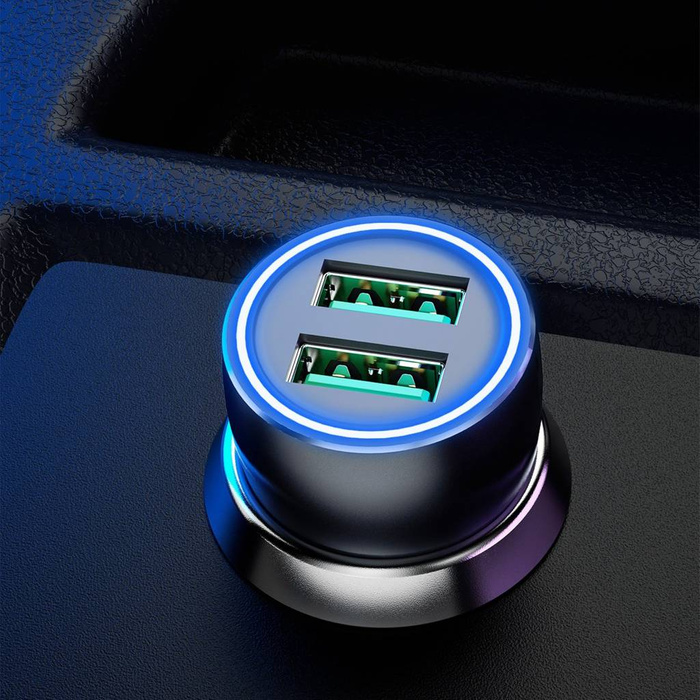 Dudao R4+ töltő autó 2xUSB-A 120W 3A szürke