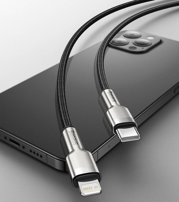 Baseus Cafule Series Metal Data USB Type C - Lightning Cable Power Delivery 20 W 2 m black (CATLJK-B01)