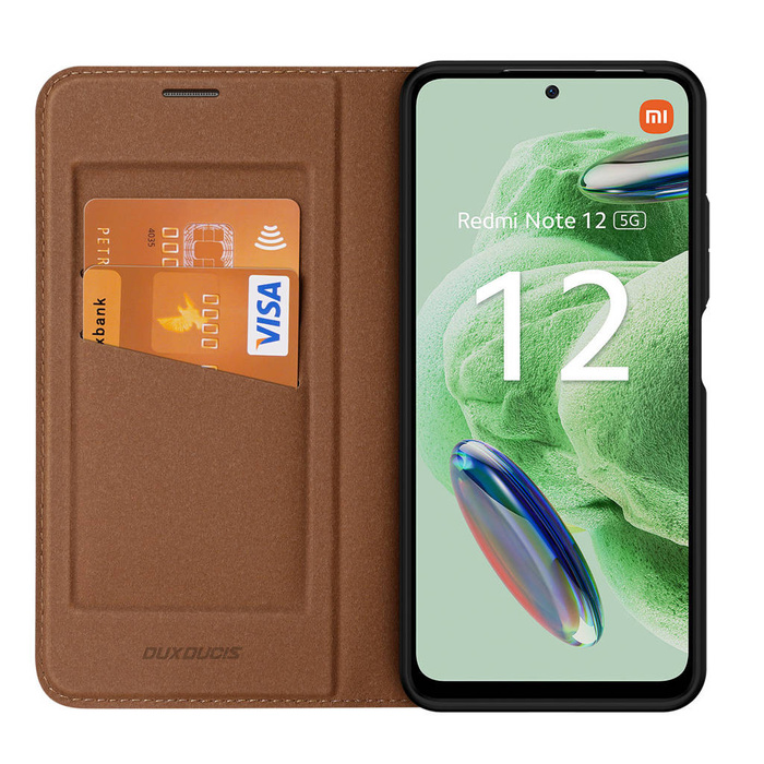 Funda Dux Ducis Skin X2 para Xiaomi Redmi Note 12 5G / Poco X5 5G Funda Flip Wallet Stand Marrón