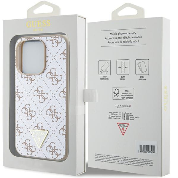 Etui Guess GUHCP15XPG4GPH iPhone 15 Pro Max 6.7" biały/white hardcase 4G Triangle Metal Logo Case