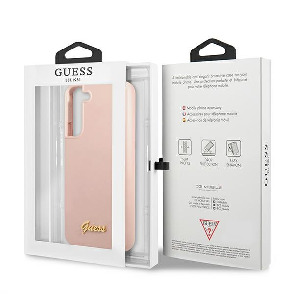 Case GUESS Samsung Galaxy S22 Plus Silicone Script Metal Logo Pink Hardcase