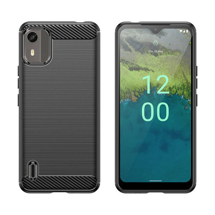 Funda de Silicona de Carbono para Nokia C12/Nokia C12 Pro/Nokia C12 Plus - negro