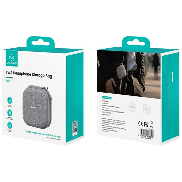 Etui na słuchawki TWS USAMS ZB351 szary