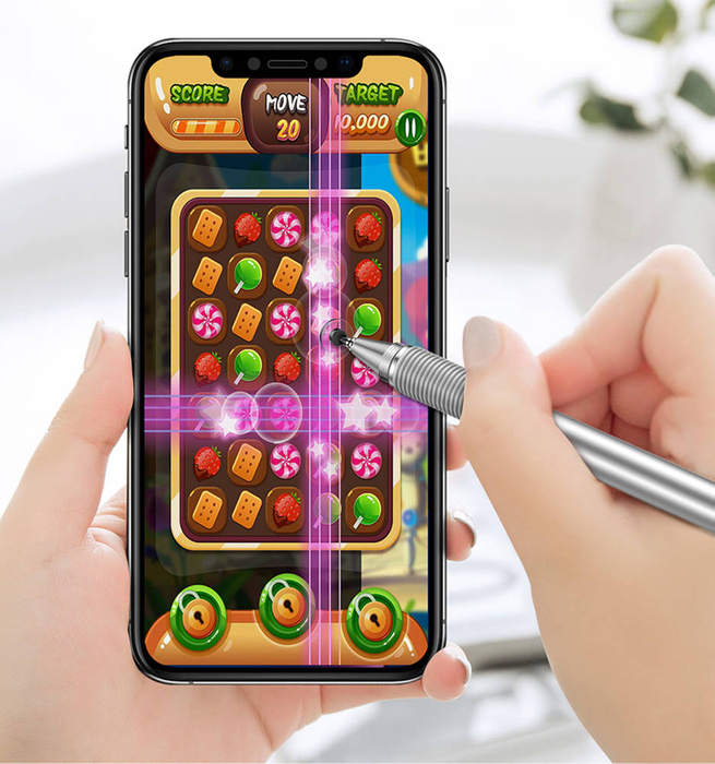 Baseus Golden Cudgel kétoldalas kapacitív tárcsás toll + zselés toll ezüst (ACPCL-0S)