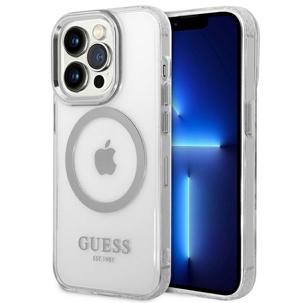 Hülle Guess GUHMP14XHTRMS iPhone 14 Pro Max 6,7" silber/silber hart case Metal Outline MagSafe