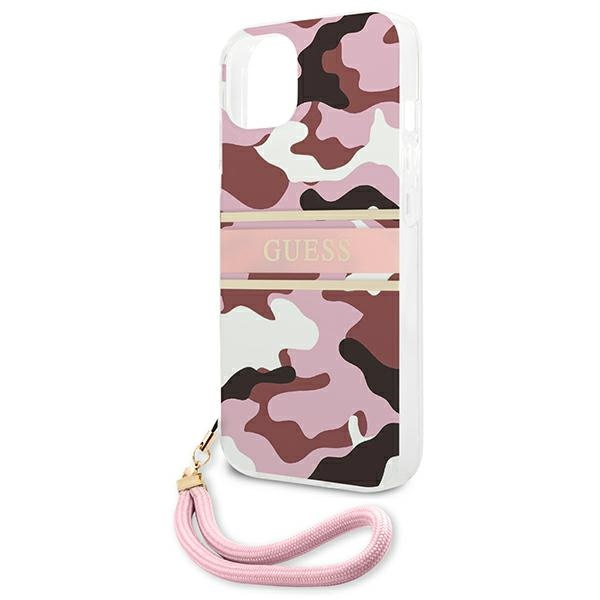 Hülle GUESS Apple iPhone 13 Mini Camo Strap Collection Pink Hardcase