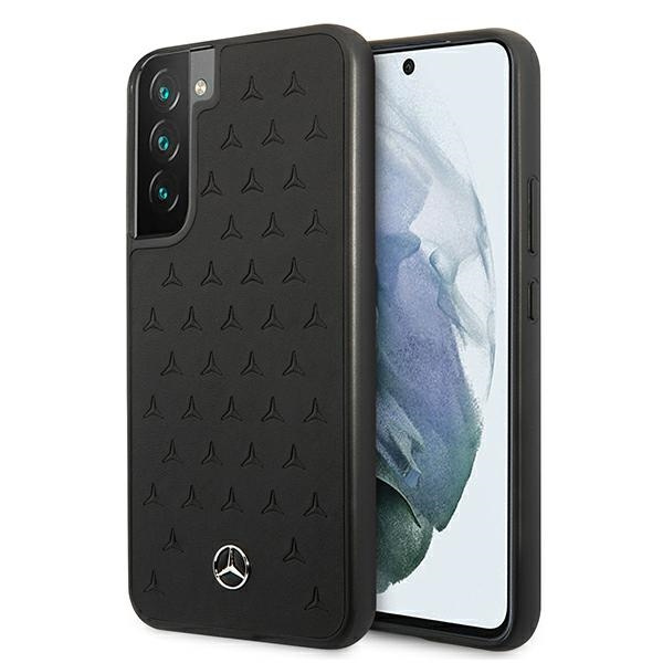 Pouzdro MERCEDES Samsung Galaxy S22 Plus Leather Stars Pattern Black Hardcase