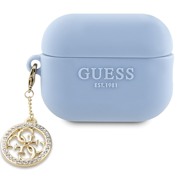 Guess GUAP23DSLGHDB Housse AirPods Pro 2 bleu/bleu Caoutchouc 3D 4G Diamond Charm