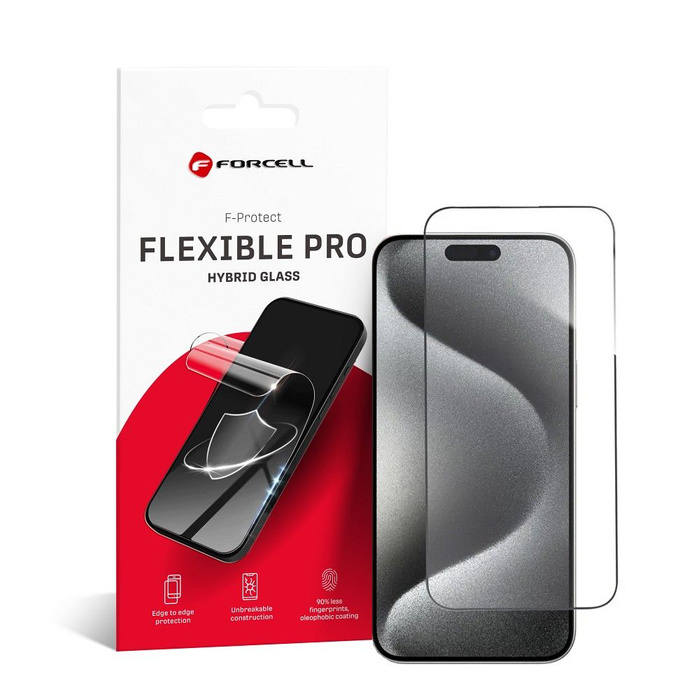 Szkło hybrydowe do iPhone 15 PRO MAX Forcell Flexible 5D czarne