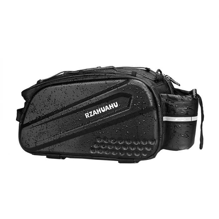 WYA36Y7S Fahrradträgertasche mit langem Riemen und erweiterbaren Seitentaschen – Schwarz