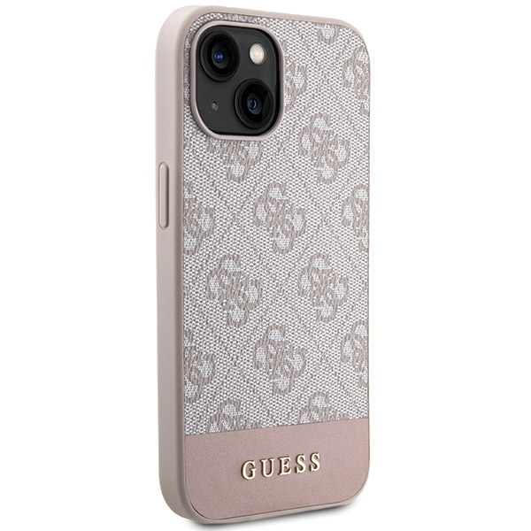Etui Guess GUHCP15SG4GLPI iPhone 15 / 14 / 13 6.1" różowy/pink hard case 4G Stripe Collection Case