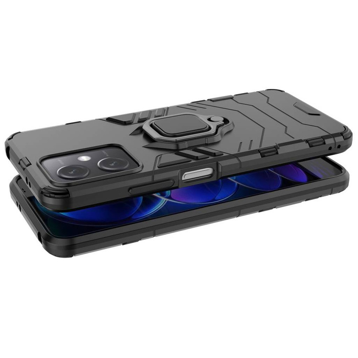Ring Armor Case für Xiaomi Redmi Note 12 5G / Poco X5 5G Armor Cover Magnethalter Ring Schwarz