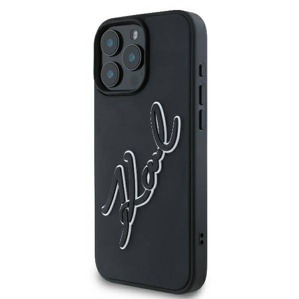 Etui Karl Lagerfeld iPhone 16 Pro 6.3" czarny/black hardcase 3D Rubber Bicolor Signature