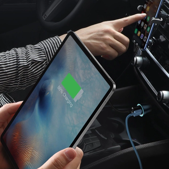 Baseus Golden Contactor Pro fast car charger USB Type C / USB 40 W Power Delivery 3.0 Quick Charge 4+ SCP FCP AFC + USB Type C cable - Lightning gray (TZCCJD-B0G)