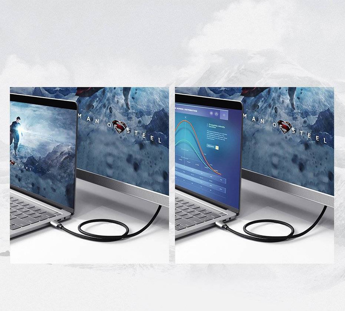 Uzelený Kábel HDMI kábel - USB Typ C 4K 60 Hz 1,5 m čierno-sivý (MM142 50570)