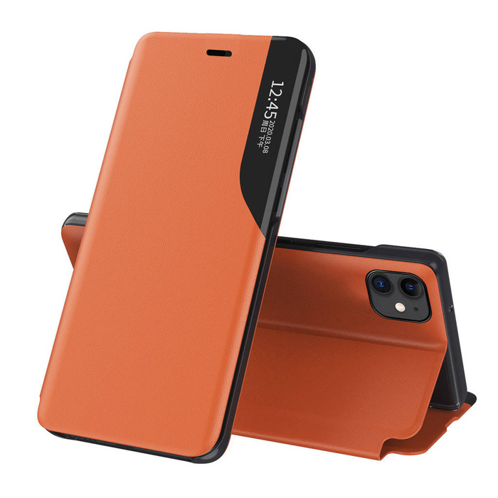 Custodia in ecopelle View Case elegante custodia tipo libreria con cavalletto per iPhone 13 Pro Max arancione