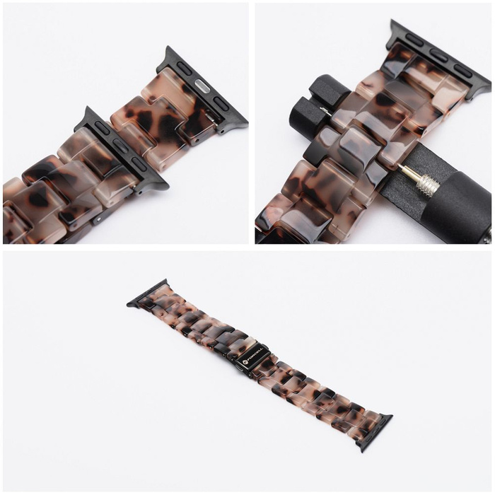 FORCELL F-DESIGN FA04 pasek żywiczny marmurkowy do APPLE Watch 38 / 40 / 41 mm brązowy