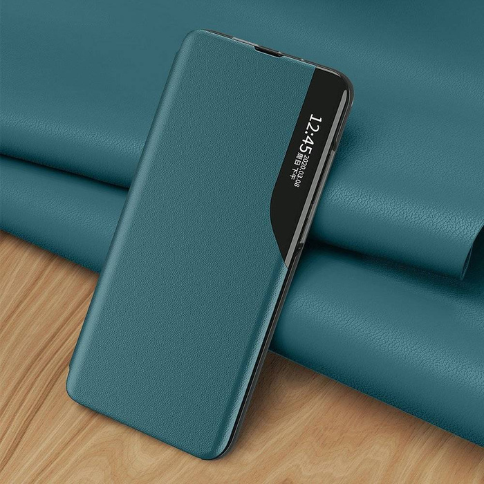 Eco Leather View Case elegantní pouzdro pouzdro s klopou a funkcí stojánku Samsung Galaxy A72 4G zelené