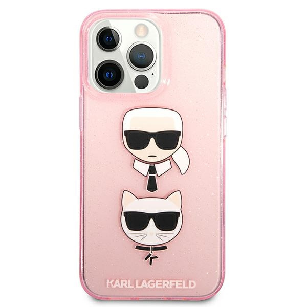 Cover KARL LAGERFELD Apple iPhone 13 13 Pro Glitter Karl's & Choupette Pink Hardcase
