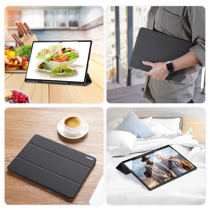 DUX DUCIS Domo faltbare Hülle für Tablet mit Smart Sleep Funktion Samsung Galaxy Tab S8/S9 Ultra Ständer schwarz