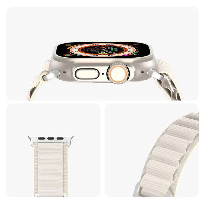 Cinturino con fibbia sportiva per Apple Watch Ultra/8/7/6/SE/5/4/3/2/1 (42, 44, 45, 49 mm) Dux Ducis Versione GS - Bianco