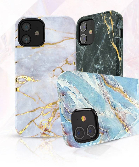Kingxbar Marble Series elegantes Cover aus bedrucktem Marmor iPhone 12 mini blau