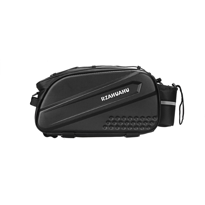 WYA36Y7S Fahrradträgertasche mit langem Riemen und erweiterbaren Seitentaschen – Schwarz