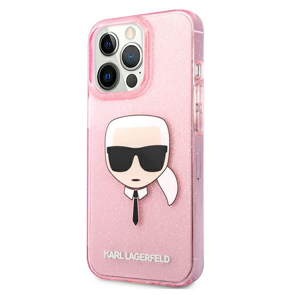 Cover KARL LAGERFELD Apple iPhone 13 Pro Max Glitter Karl's Head Pink Hardcase