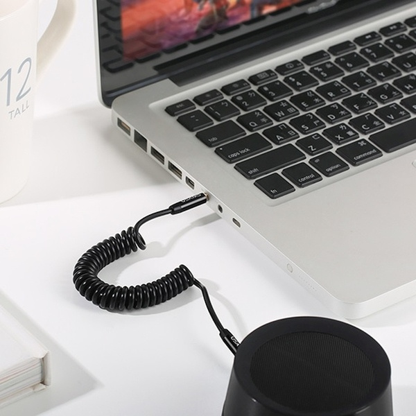 Adaptador USAMS Audio 2XJack 3,5mm 1,2m Muelle US-SJ256 Negro