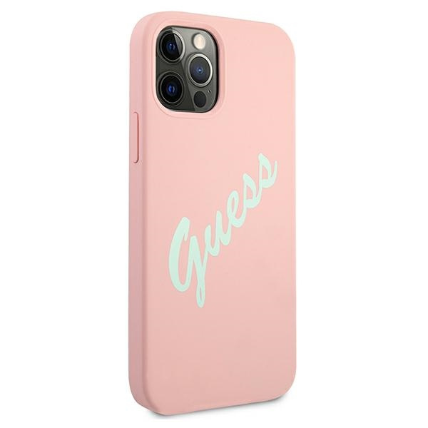 Case GUESS Apple iPhone 12 12 Pro Silicone Vintage Pink Green Hardcase